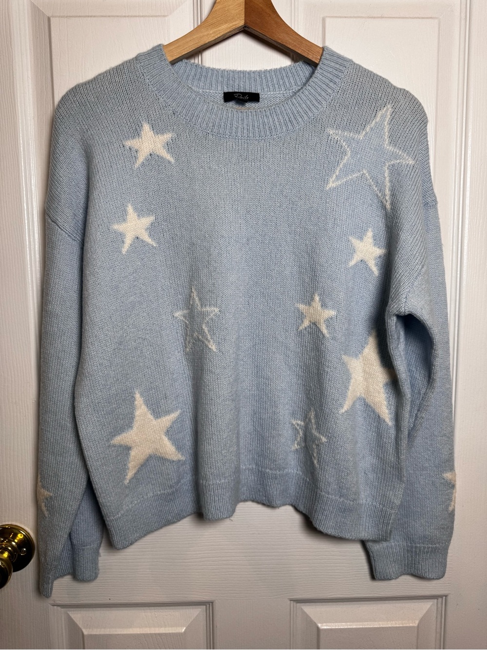 Rails S Perci Powder Blue Cashmere Wool Star Sweater Celestial Preppy Oversized
